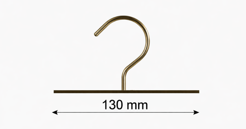 Gancio in metallo base 130 mm, altezza 71 mm LVI3450