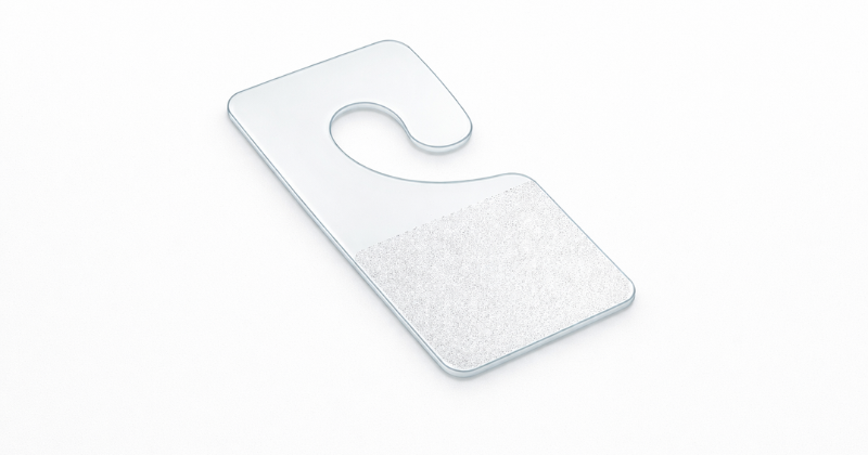 Gancio trasparente adesivo per broche aperto 27x45 mm LVI3461