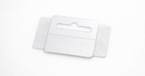 Gancio trasparente adesivo per broche ribaltabile 65x38 mm LVI3467