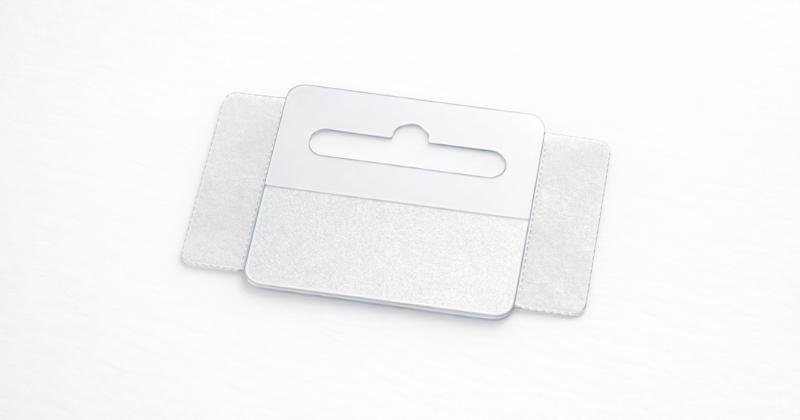 Gancio trasparente adesivo per broche ribaltabile 65x38 mm LVI3467