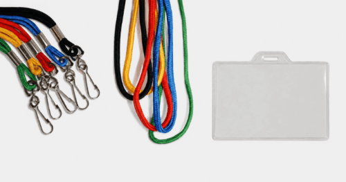 cordone porta badge da collo con moschettone e portanome