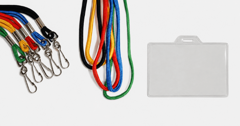 neck lanyard for badges with snap hook and name holder